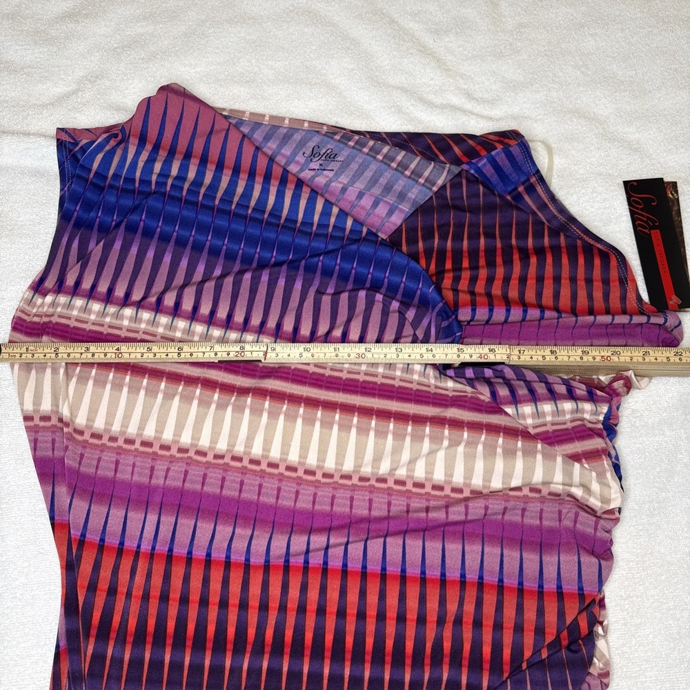 NWT Sofia Vergara Womens XL Multicolor Abstract Print Draped Sleeveless Dress - Picture 10 of 10